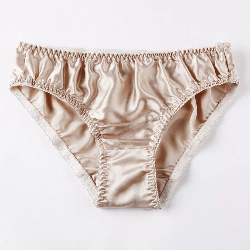 Our sensual 100% Silk luxury Panties Female Ladies Seamless Underwear Comfortable Breathable Satin Briefs Sexy Pure Color Luxury Plus Size Panties