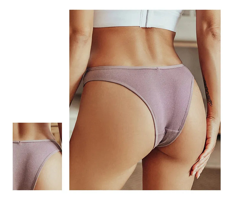 Our FINETOO 5Pcs/set cotton thong/hipster Women Brazilian Panties Underwear M-XL Comfortable Underpants Low-Rise T-Back Panty Female Lingerie