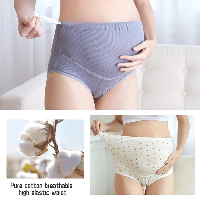 Our Cotton Maternity Panties High Waist Pregnant Panties Adjustable Belly Support Briefs for Pregnant Women Lace Solid Color Panties