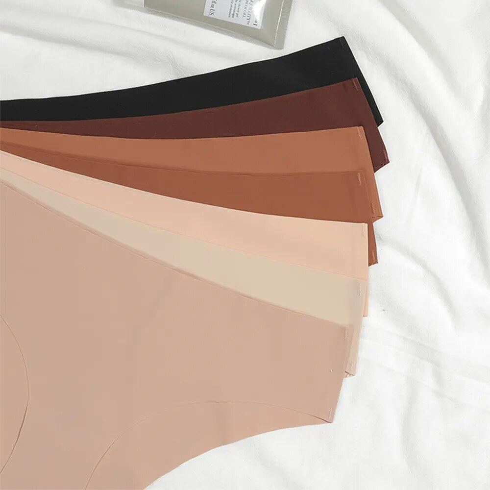 Our moonful 3 Pcs Seamless silk Panties for Women Breathable Low Waist Sexy Underwear Solid Panties Brief Female Lingerie