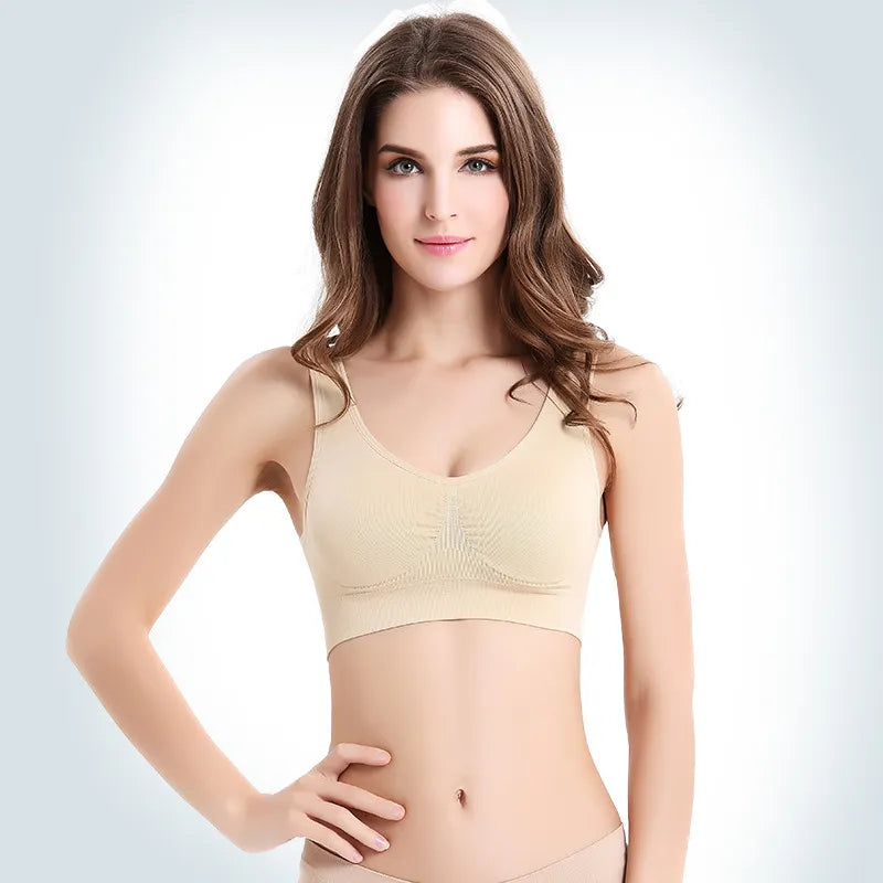 Women's seamless Bra No pad Brassiere Underwear chest sleep yoga sports bra vest Big Size Top Cotton Bralette