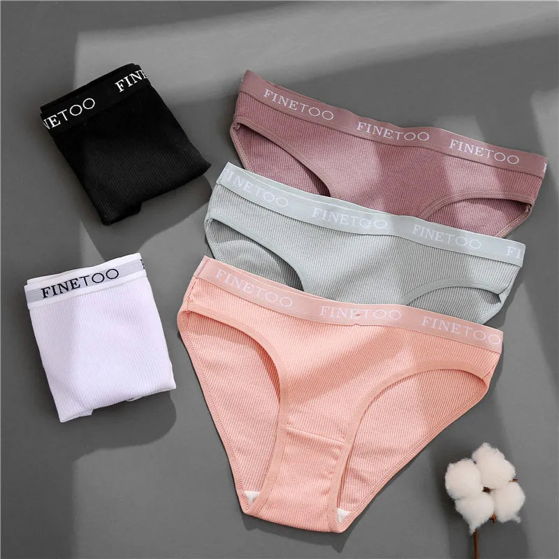 Our finetoo 3PCS/Set Women's Underwear Cotton Panty Sexy Panties Female Underpants Solid Color Panty Intimates Women Lingerie M-2XL