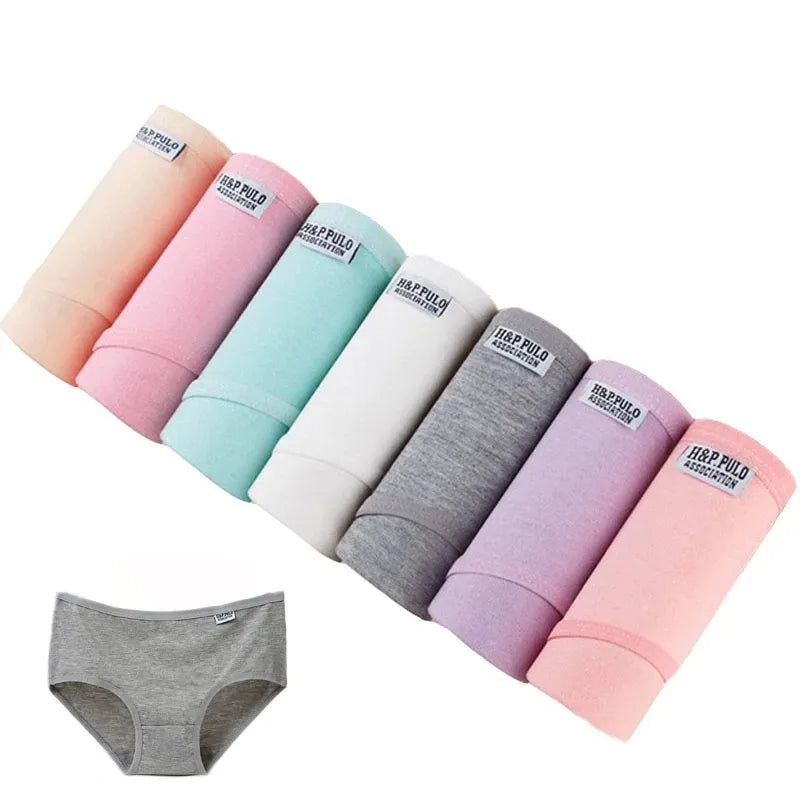 Zendila 100% Cotton 7 pieces Panties for Women Underwear Plus Size Brief Girls Sexy Lingerie Solid Color Panties Female Seamless Ladies 7Pcs