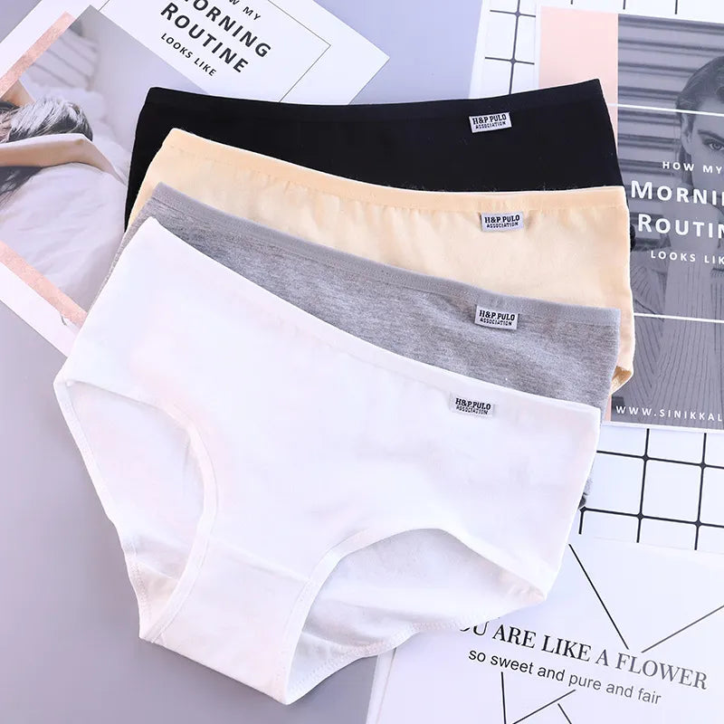 Zendila 100% Cotton 7 pieces Panties for Women Underwear Plus Size Brief Girls Sexy Lingerie Solid Color Panties Female Seamless Ladies 7Pcs