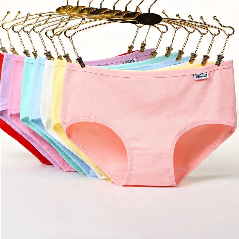 Zendila 100% Cotton 7 pieces Panties for Women Underwear Plus Size Brief Girls Sexy Lingerie Solid Color Panties Female Seamless Ladies 7Pcs