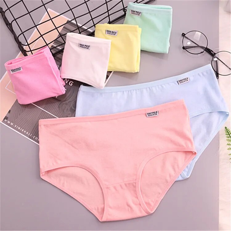 Zendila 100% Cotton 7 pieces Panties for Women Underwear Plus Size Brief Girls Sexy Lingerie Solid Color Panties Female Seamless Ladies 7Pcs