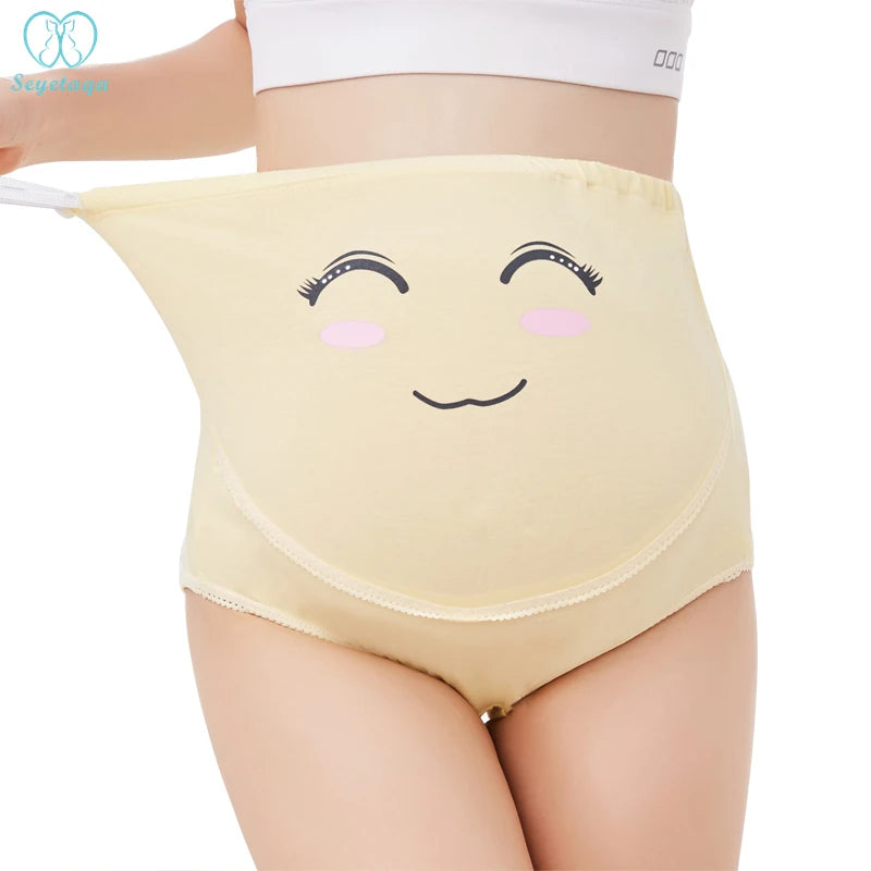 Our Cartoon Printed Cotton Maternity Panties High Waist Adjustable Belly Underwear Clothes for Pregnant Women Pregnancy Briefs