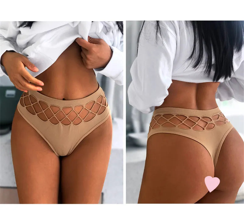 Our precious Mesh Hollowed out Cotton Sexy Women's Thong Panties Waist Hollow G Strings Lingerie Breathable Underwear Ladies Thongs