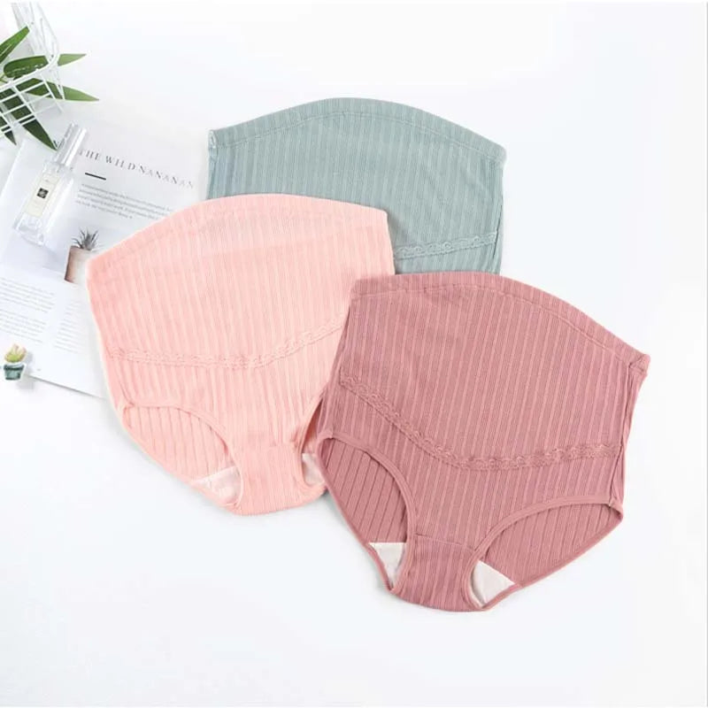 Our Cotton Maternity Panties High Waist Pregnant Panties Adjustable Belly Support Briefs for Pregnant Women Lace Solid Color Panties
