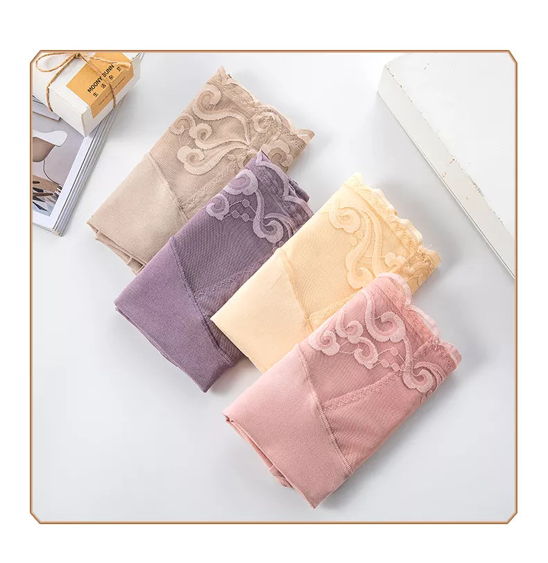Our 4Pcs High Waist Sexy Lace Women Panties Cotton Body Slimming Ladies Underwear Seamless Girls Briefs Breathable Female Lingerie