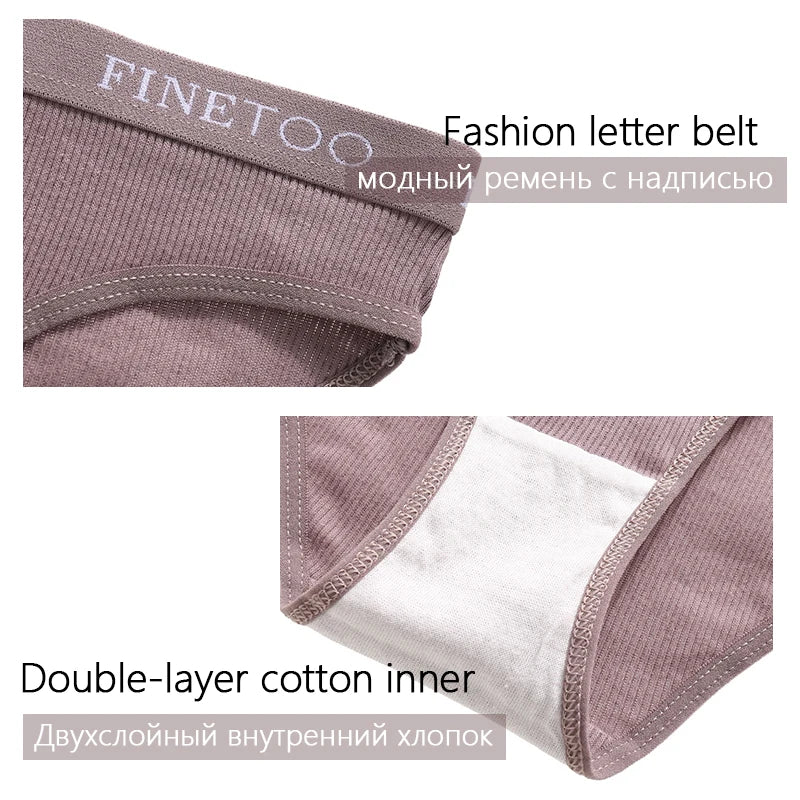 Our finetoo 3PCS/Set Women's Underwear Cotton Panty Sexy Panties Female Underpants Solid Color Panty Intimates Women Lingerie M-2XL