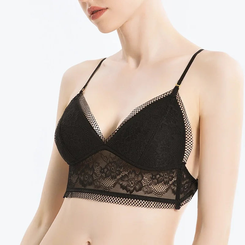 Our Sexy Women Lace Backless Bra Strapless Invisible Wire Free Brassiere Low Back Underwear Triangle Thin Female Bralette Lingerie