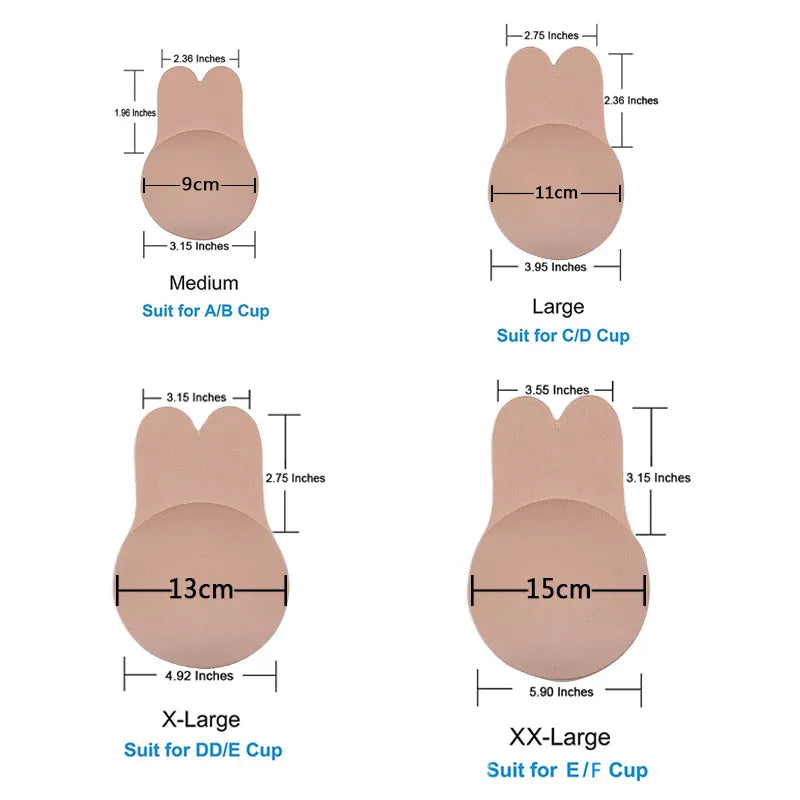 Our Reusable Sticky Breast Lift Up Tape Bras For Women Self Adhesive Silicone Strapless Invisible Bra Kawaii Rabbit Push Up Bra Pads