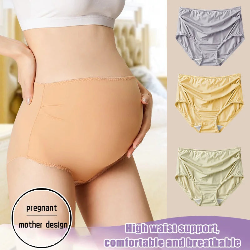 Our very soft and comfortable satin and cotton Breathable Maternity Panties Solid Color Women's Briefs Pregnancy Panties Cotton Traceless Panties Underwear For Pregnant Women