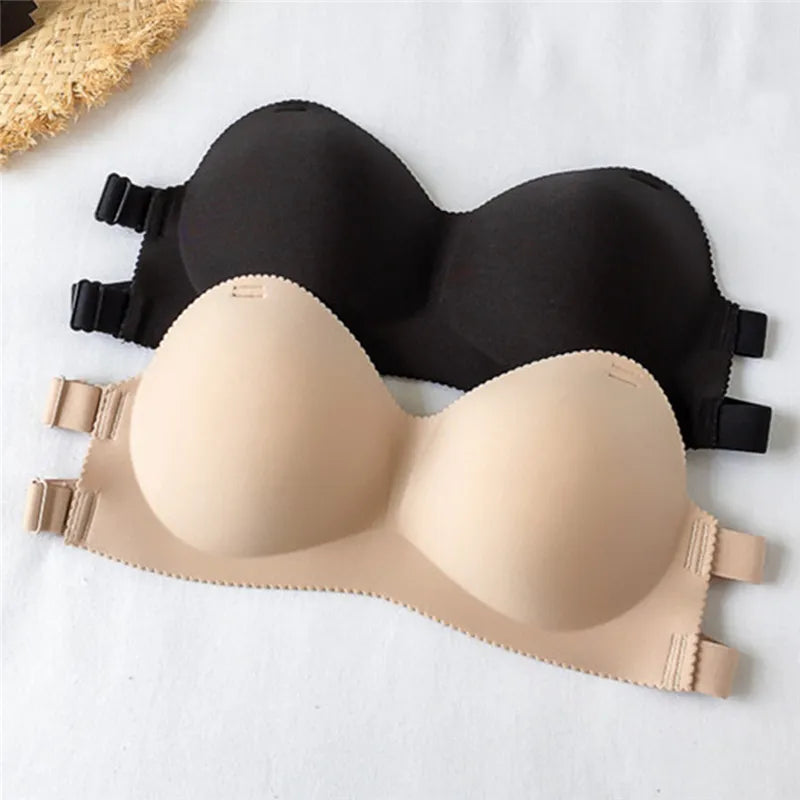Our Sexy Backless Invisible Bra Push Up For Women Lingerie Seamless Brassiere No Sewing Bra Black Strapless Bras