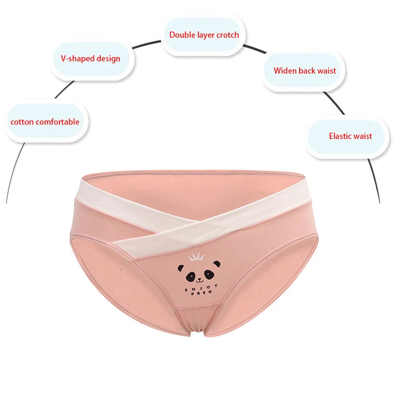 Our 4 Pieces Per Set Women Cotton Low Waist Front CROSS-CRISS Pregnancy Panties Under Bump Maternity Underpants Postpartum Briefs