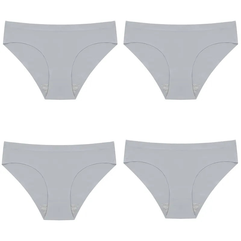 Amanda 4PCS Set Women's Panties Silk Female Underwear 13 Color Panties Women Seamless Woman Lingerie Briefs 3XL Ladies Underpants
