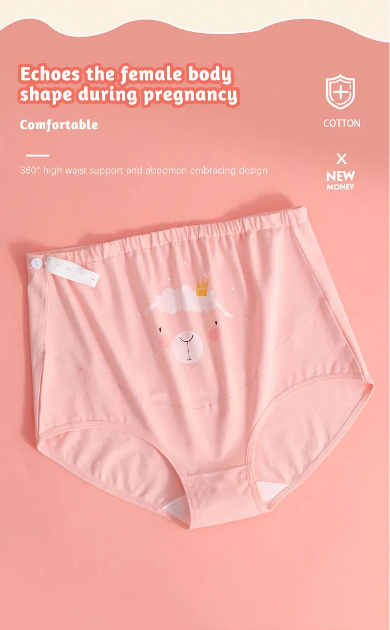 Our Maternity Panties 1PC Cute High Waist 100% Cotton Women's Panties Adjustable Belly Support Briefs Pregnant Women Pregnancy Pantie