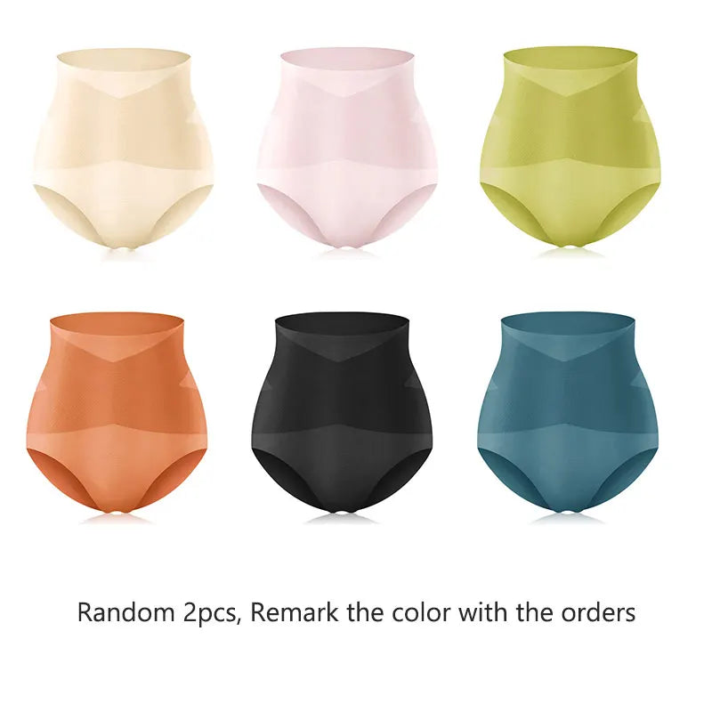Our Ice Silk Seamless Panties High Waist Flat Belly Women's Panties Strong Body Shaping Pants 3D Hip Lift Briefs