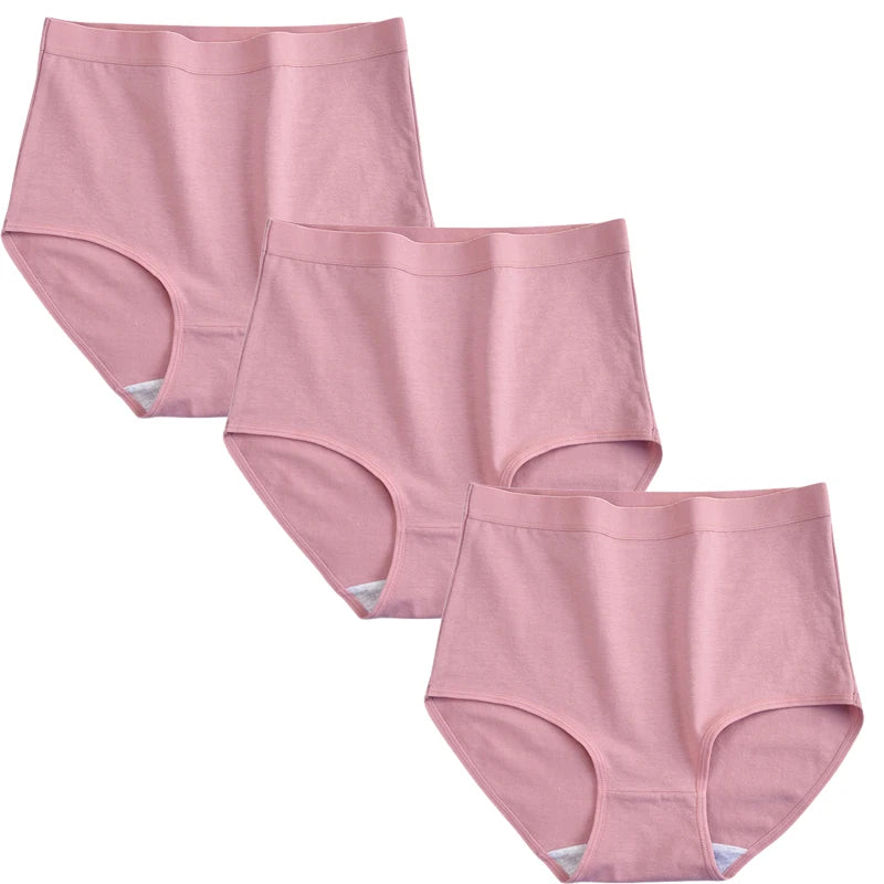 Our 3Pcs Women's Underwear High Waist Cotton Briefs Woman Abdominal Panties Oversized Hip En chance Underpants Plus Size Panties M-3XL