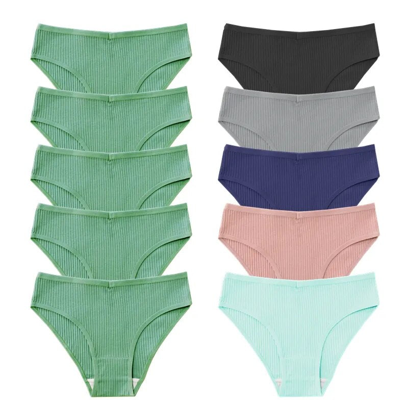 Best warmsteps 10Pcs/Set 100% cotton Underwear Women's Panties Briefs Solid Striped Underpants plus size