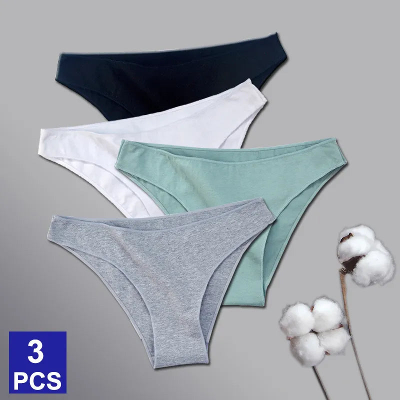 Anita 3Pcs/Set Women's Cotton Panties Female Underwear Solid Color Comfortable Briefs High Elasticity Underpants Size M-XXL