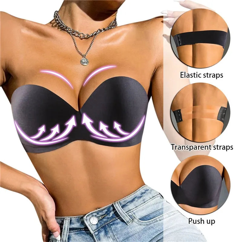 Our Sexy Backless Invisible push up Bra Women Strapless Seamless Bralette Bra Underwear Lingerie for Female Wireless Brassiere