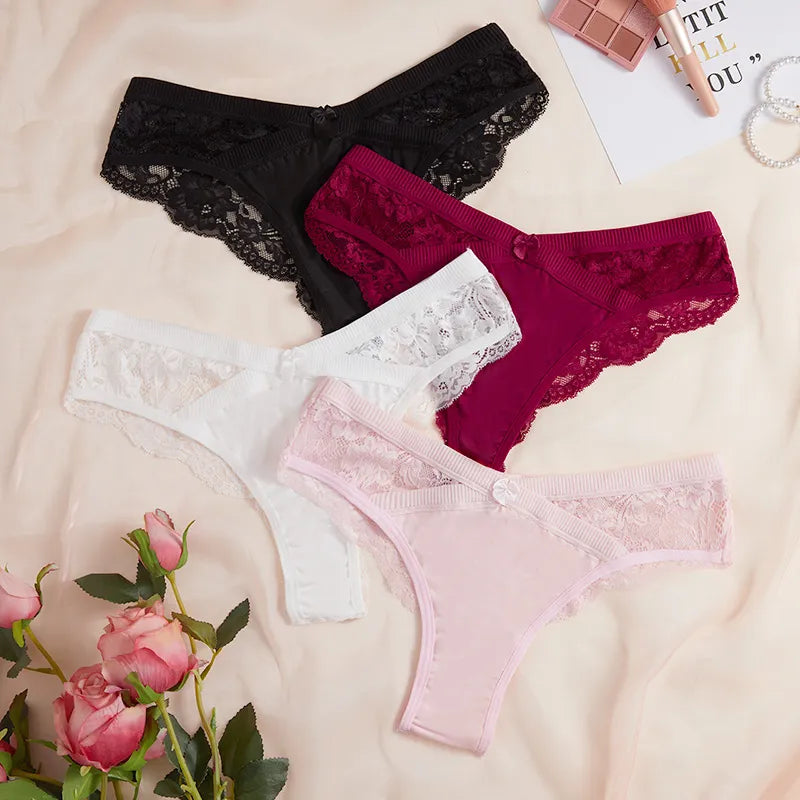 Our Junella Lace Transparent Sexy lingerie Women's Cotton and back spandex Panties Breathable Pattern Mid Rise Woman Seamless Underwear high waist