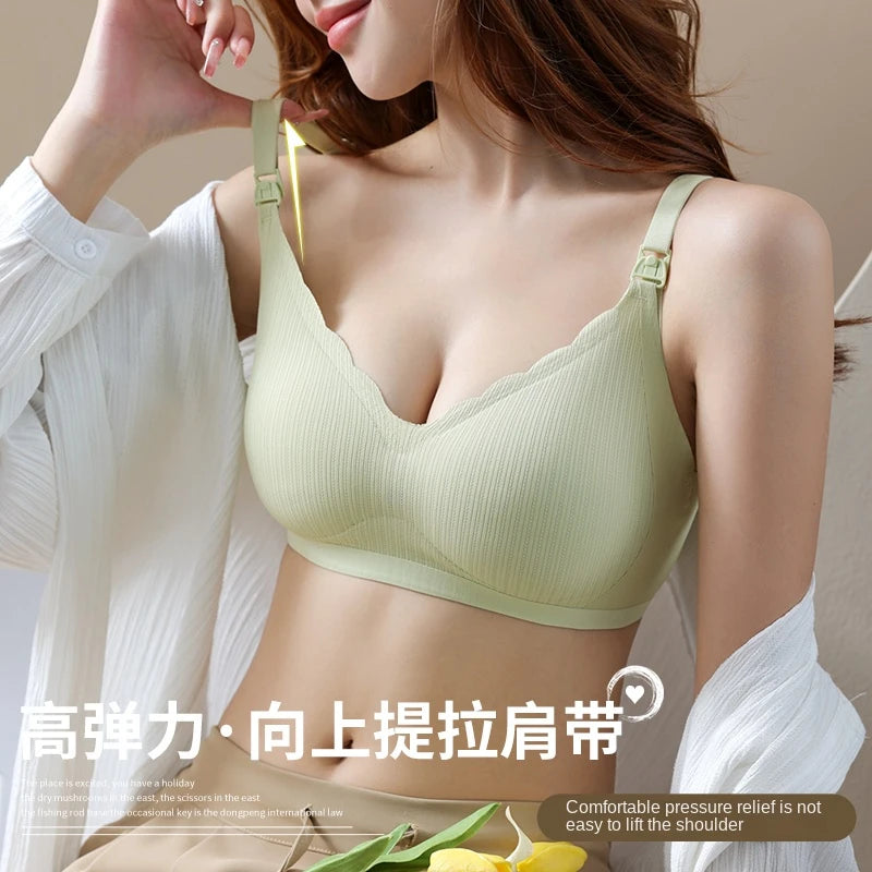 Our simple Wirefree Nursing Clothing Cotton Breastfeeding Bra for Pregnant Women Pregnancy Breast Sleep Underwear Non-steel Ring