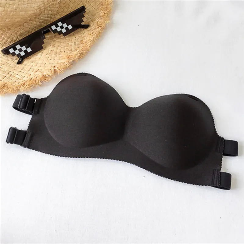 Our Sexy Backless Invisible Bra Push Up For Women Lingerie Seamless Brassiere No Sewing Bra Black Strapless Bras