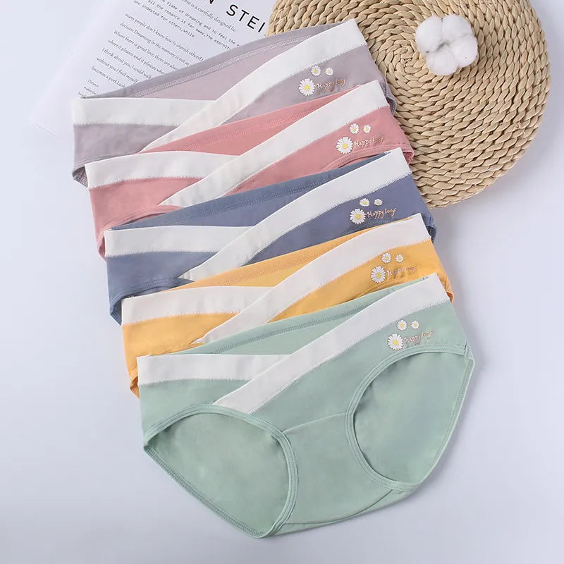 Our Cotton Maternity Panties Low Waist Lingerie V Briefs for Pregnancy Women Printed Flowers Underwear Postpartum Pregnant Clothes