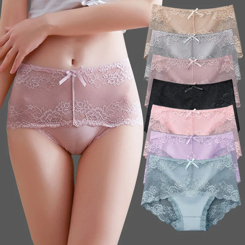 Our beautiful floral 12 Pieces set Women's Underwear Sexy Lace Panties Female Underpants Comfortable Elegant Briefs Transparent Light Breathable Lingerie panties cotton and spandex