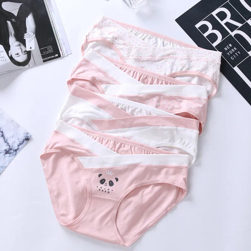 Our 4 Pieces Per Set Women Cotton Low Waist Front CROSS-CRISS Pregnancy Panties Under Bump Maternity Underpants Postpartum Briefs