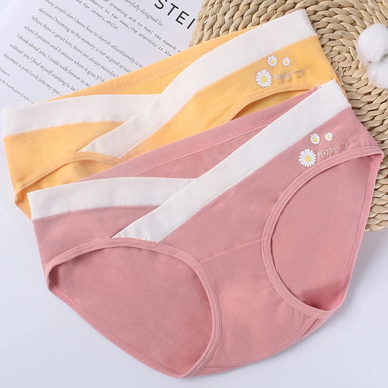 Our Cotton Maternity Panties Low Waist Lingerie V Briefs for Pregnancy Women Printed Flowers Underwear Postpartum Pregnant Clothes