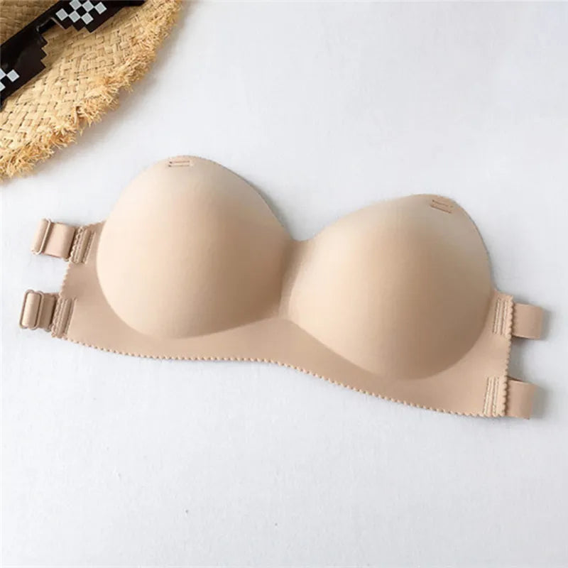Our Sexy Backless Invisible Bra Push Up For Women Lingerie Seamless Brassiere No Sewing Bra Black Strapless Bras