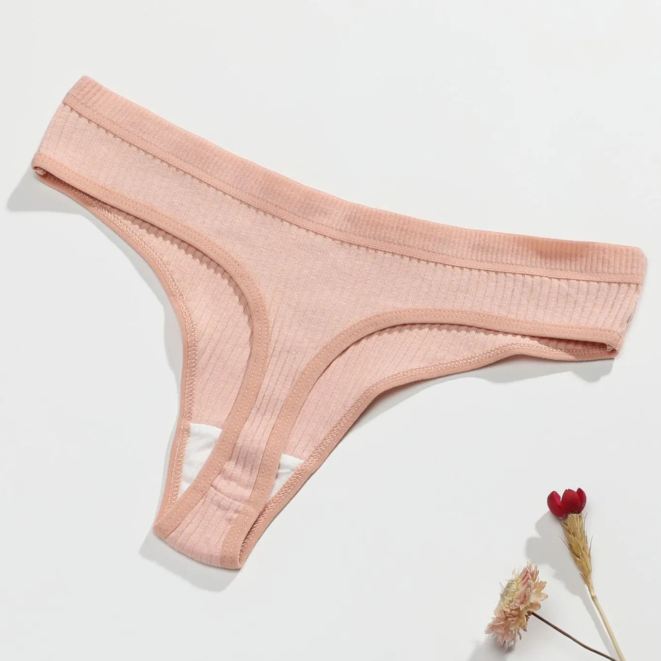 Pretty 5 Pcs Panties G-string Women Sexy Sports Seamless Underwear Underpants Thong Solid Color Lingerie Low-Rise G-String Pack