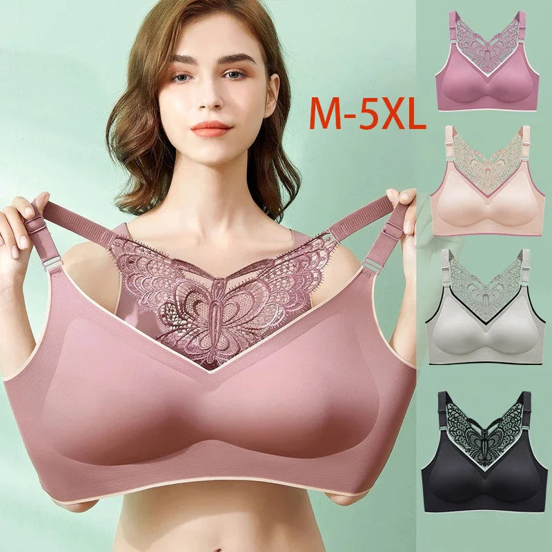 Our Plus Size Bras For Women 3XL 4XL 5XL Large Size Bralette Seamless Women Bra Beauty Back Butterfly Push Up Bra Wireless Underwear