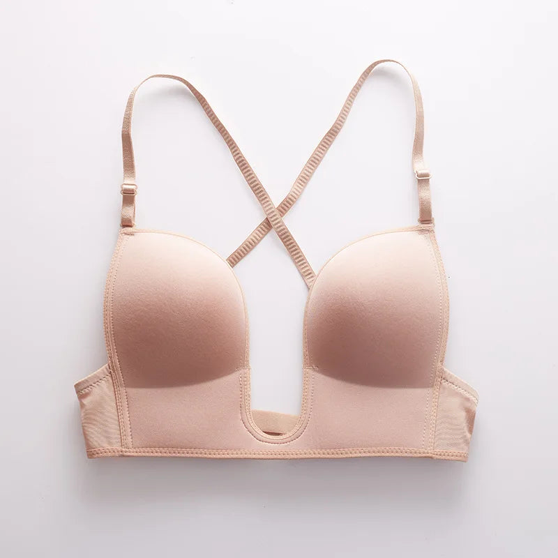 Our Follow me Sexy Plunge Bra Deep U Women Lingerie Seamless Backless Underwear Wedding Invisible Sexy Push Up Intimates Female Summer