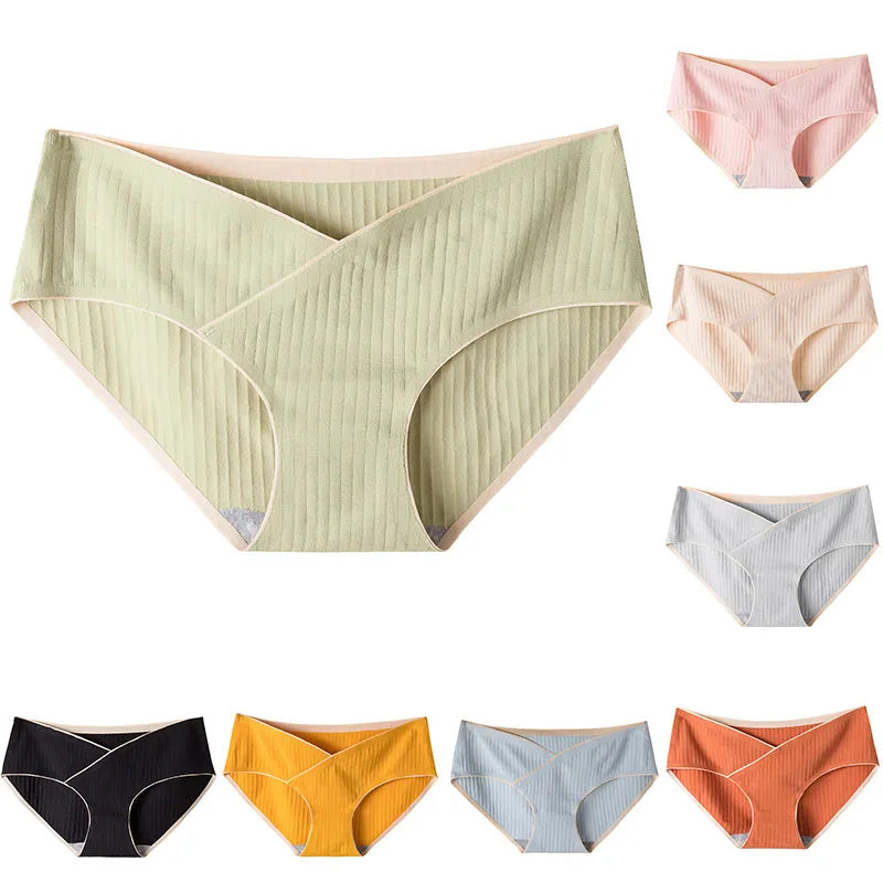 Our Stripe Jacquard Cotton Low Waist Belly Maternity Panties Plus Size Seamless Underwear For Pregnant Women Ladies Pregnancy Briefs