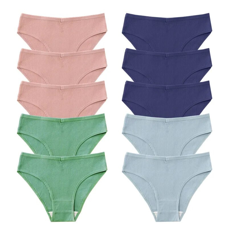 Best warmsteps 10Pcs/Set 100% cotton Underwear Women's Panties Briefs Solid Striped Underpants plus size