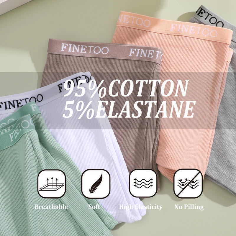 Our finetoo 100% Cotton Boxers Shorts For Women Sexy Low Rise Panties Female Solid Color Breathable Underwear High Elastic Intimates Lingerie