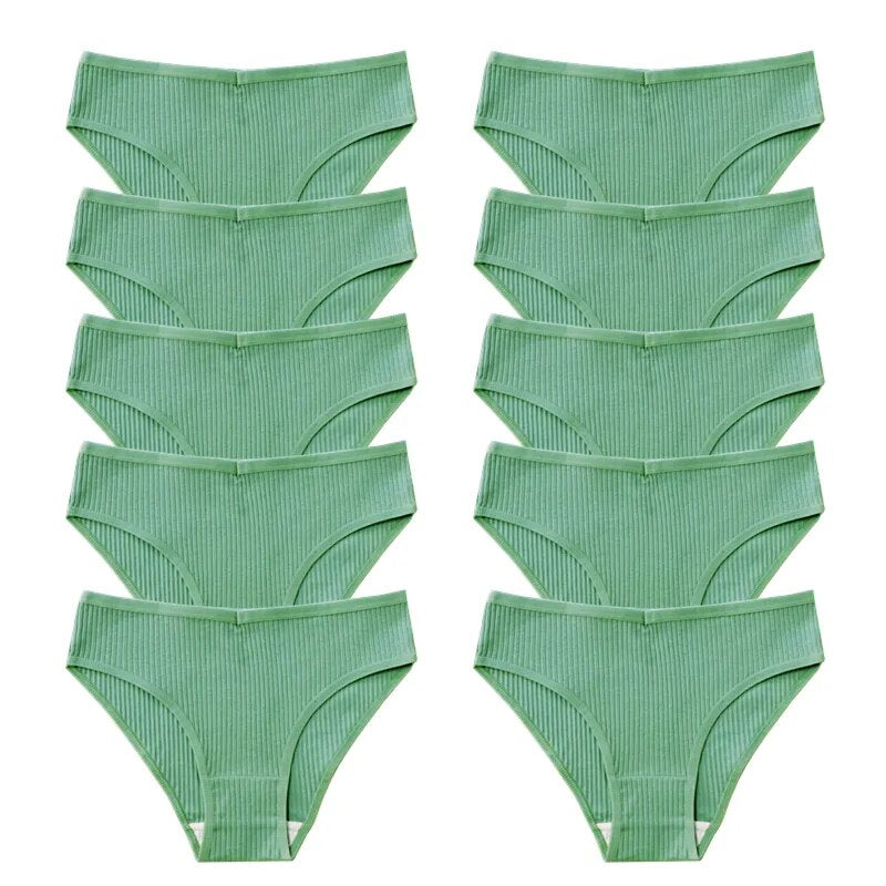 Best warmsteps 10Pcs/Set 100% cotton Underwear Women's Panties Briefs Solid Striped Underpants plus size