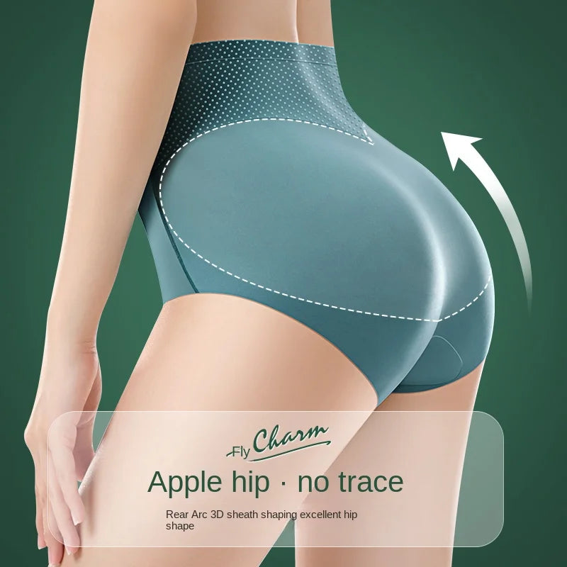 Our Ice Silk Seamless Panties High Waist Flat Belly Women's Panties Strong Body Shaping Pants 3D Hip Lift Briefs
