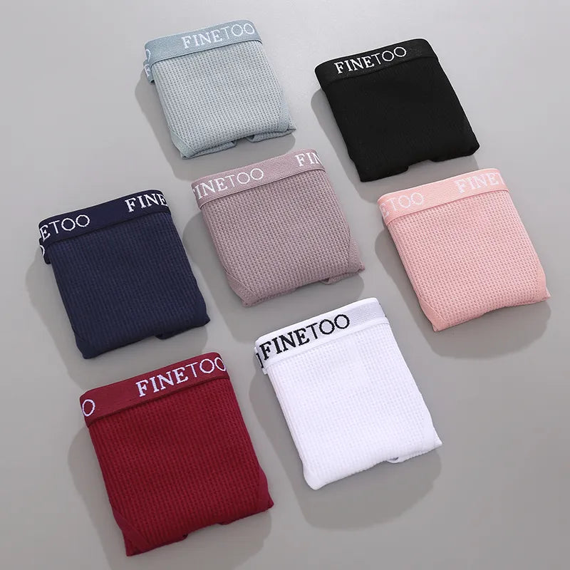 Our finetoo 3Pcs/Set Sexy Waffle Plaid Cotton Briefs Women Panties Lady Solid Low Waist Underwear Female Soft Breathable Intimates Lingerie