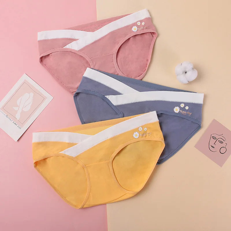 Our Cotton Maternity Panties Low Waist Lingerie V Briefs for Pregnancy Women Printed Flowers Underwear Postpartum Pregnant Clothes
