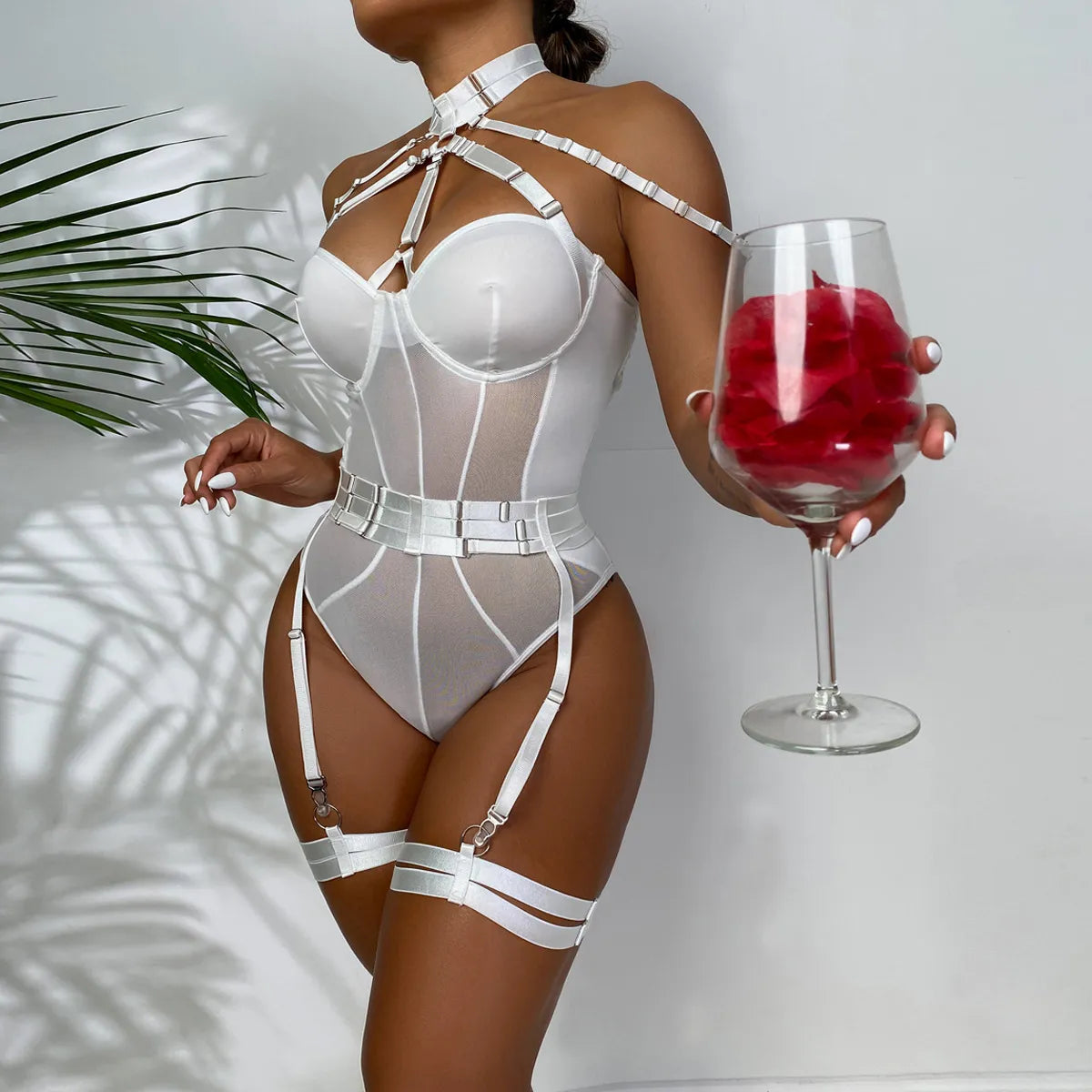 Andy Sexy Lingerie Women Body Cut Out Bra Brief With Steel Ring Sets Comfortable Gather Woman Underwear Costumes Bodysuit