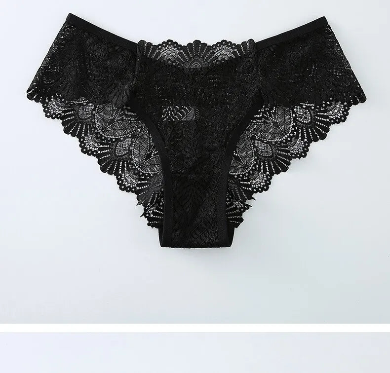 Our 4pcs Fashion Sexy Panties Comfortable Briefs Exquisite Crotchless Shorts Solid Lingerie Sexy Lace Hollow Out Underwear Women