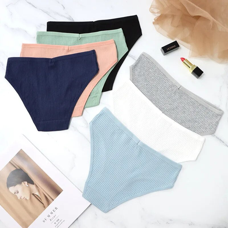 Best warmsteps 10Pcs/Set 100% cotton Underwear Women's Panties Briefs Solid Striped Underpants plus size