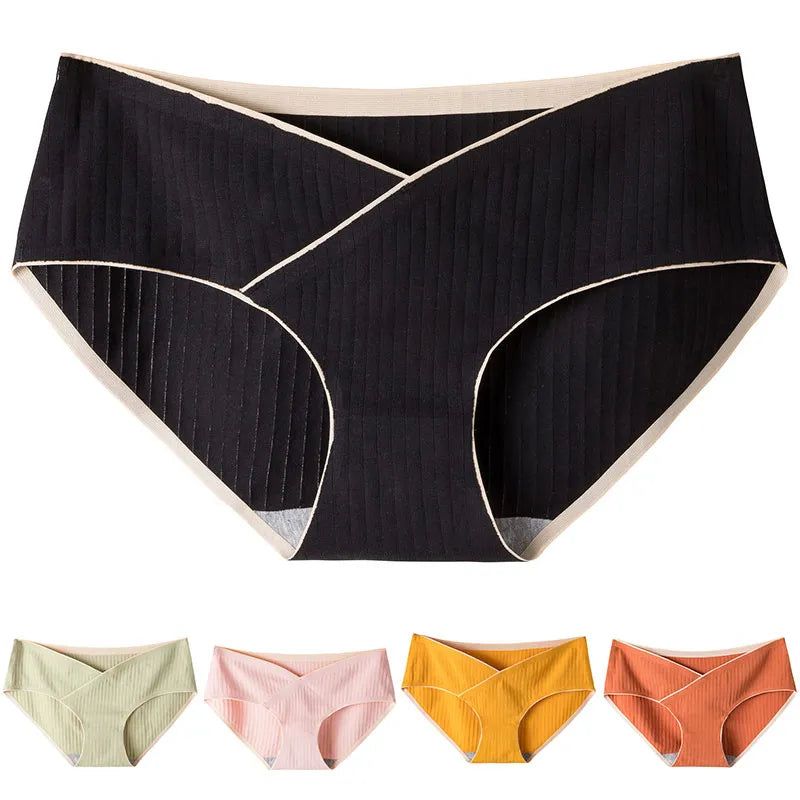 Our Stripe Jacquard Cotton Low Waist Belly Maternity Panties Plus Size Seamless Underwear For Pregnant Women Ladies Pregnancy Briefs