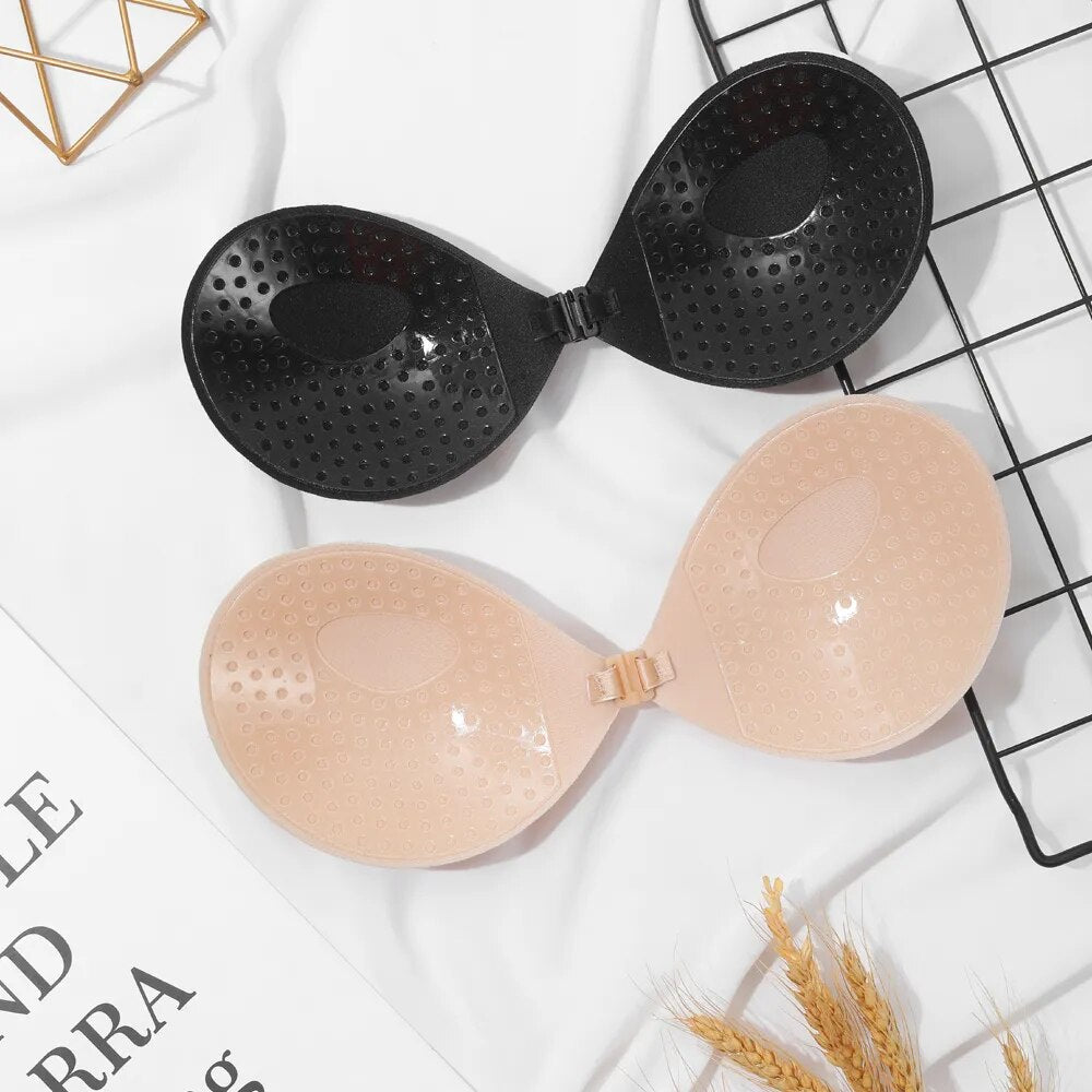Our Sexy Women Invisible Push Up Bra Self-Adhesive Silicone Bust Front Closure Sticky Bra Skin Backless Strapless Bra